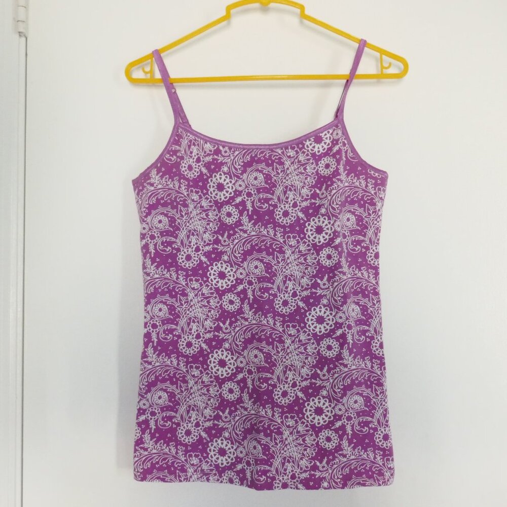 NWOT So purple paisley print tank top camisole cami built in bralette size M